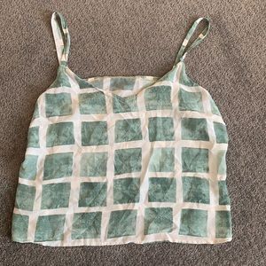 Loose and flowing green and white tank top